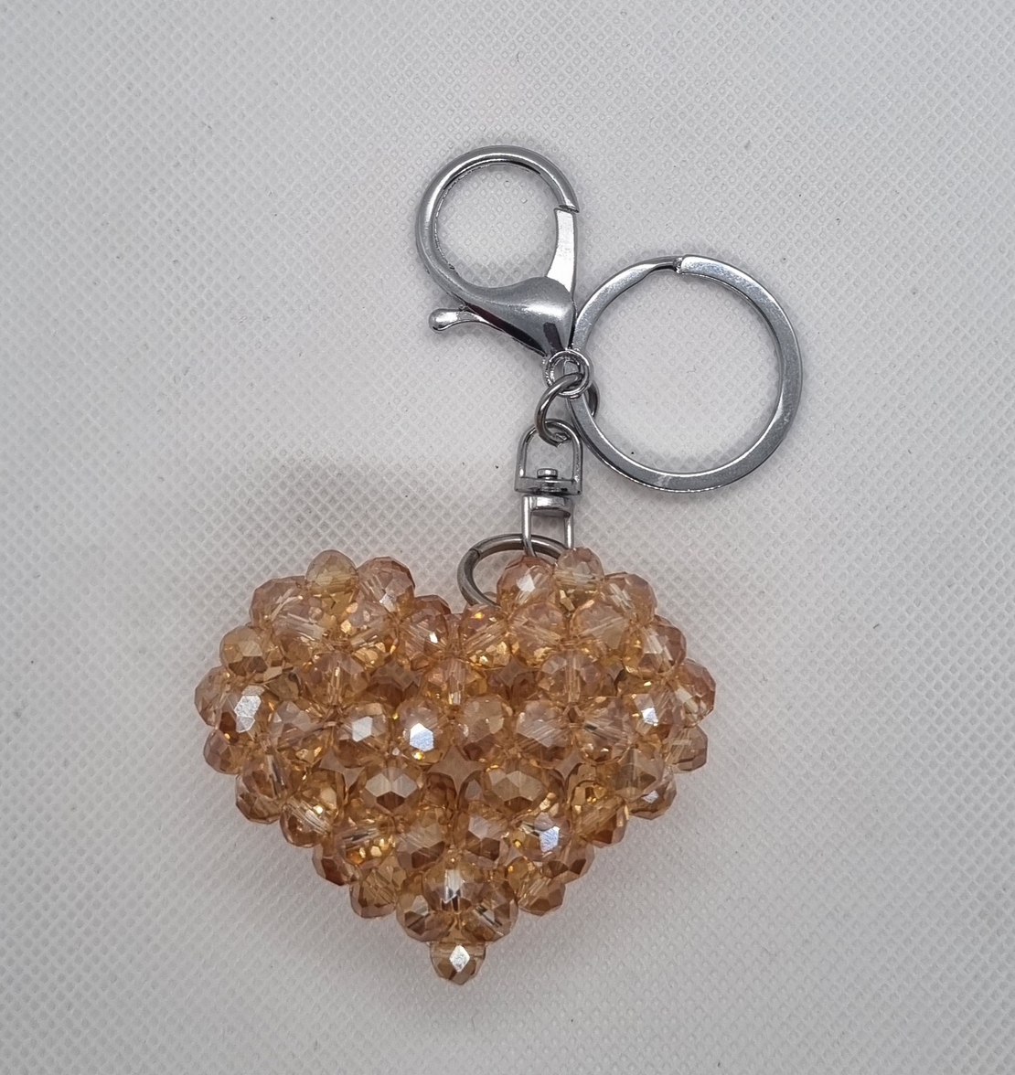 Ръчно изработен ключодържател сърце от стъклени кристали