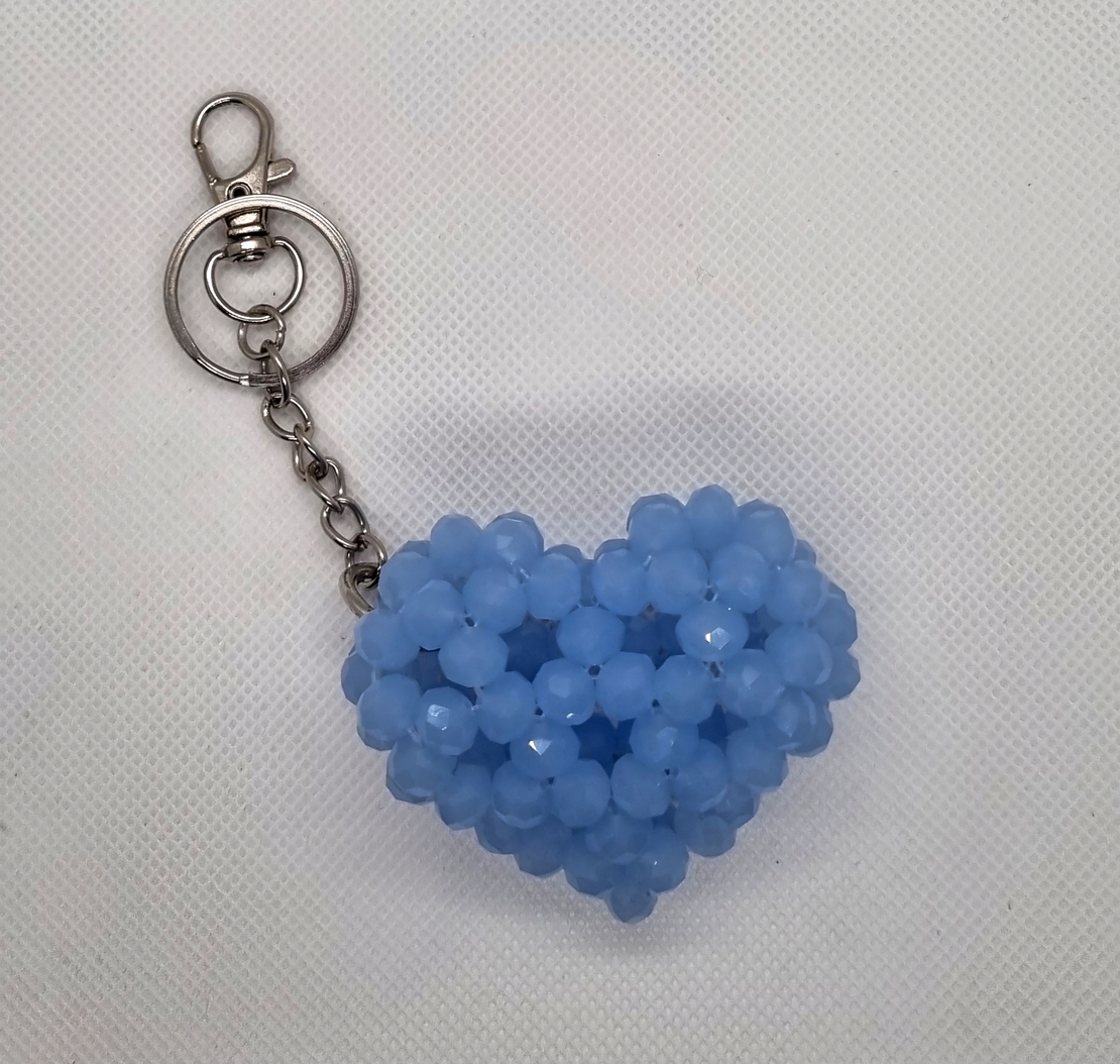 Ръчно изработен ключодържател сърце от стъклени кристали