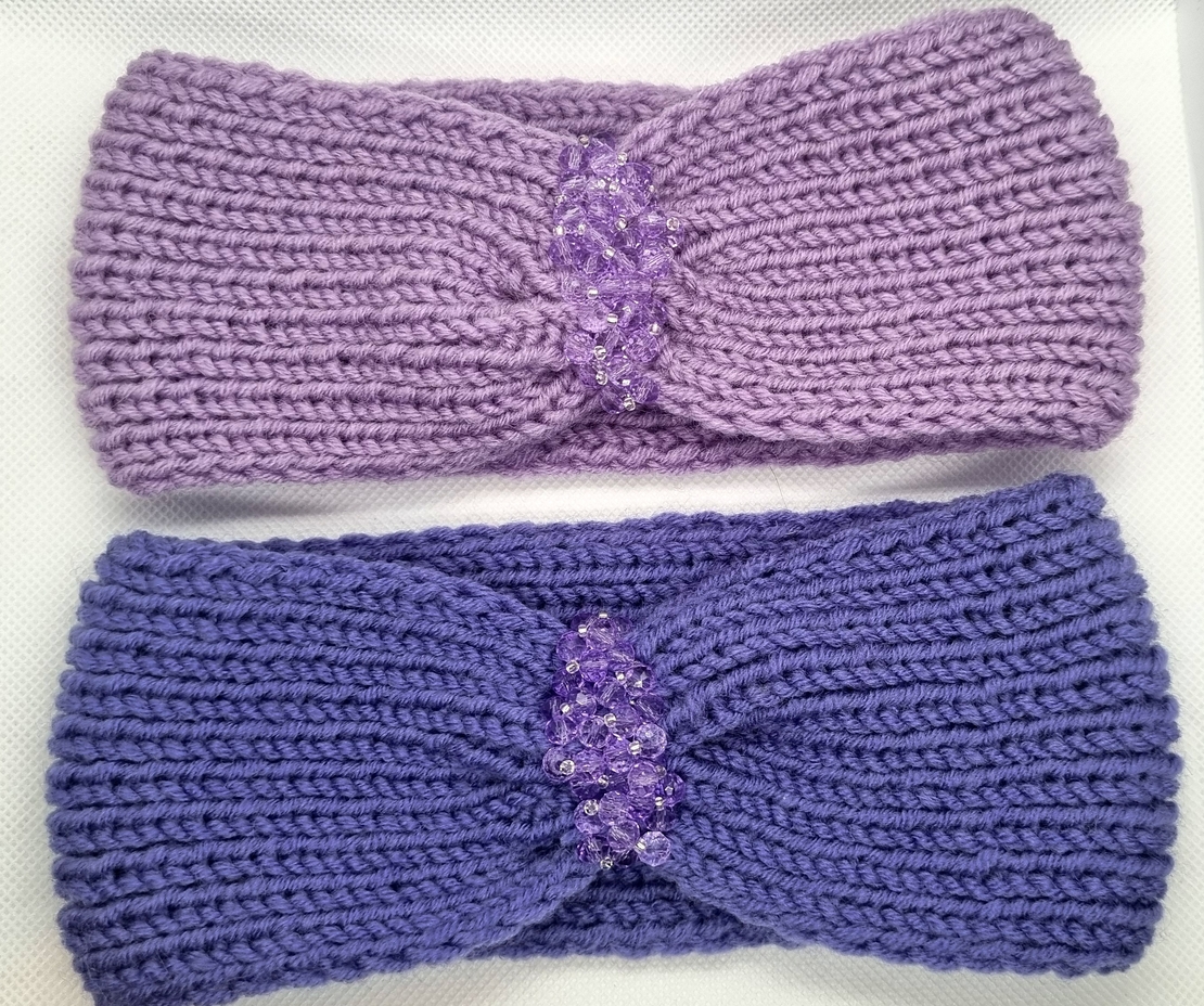 Ръчно изплетени детски ленти за глава със стъклени кристали