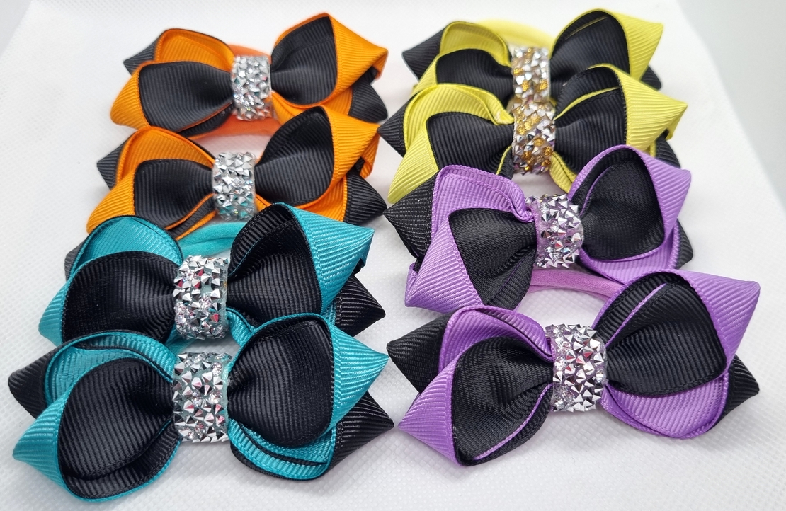 Ръчно изработени двуцветни панделки с камъни