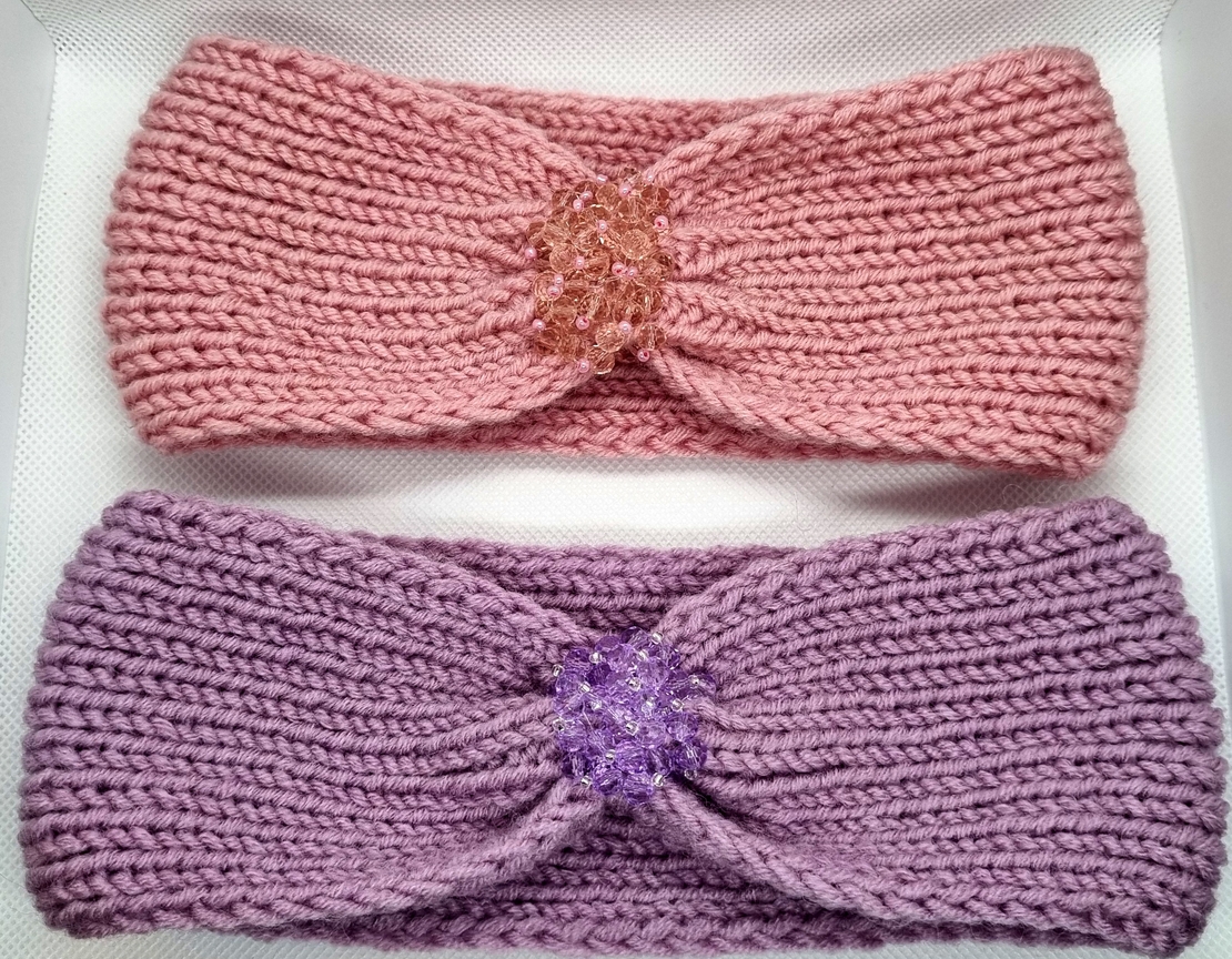 Дамски ръчно изплетени ленти за глава със стъклени кристали |