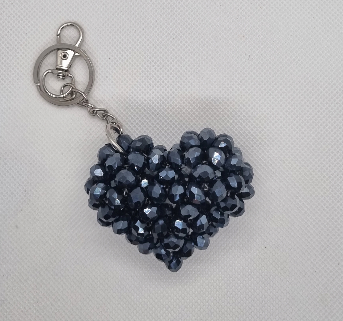 Ръчно изработен ключодържател сърце от стъклени кристали