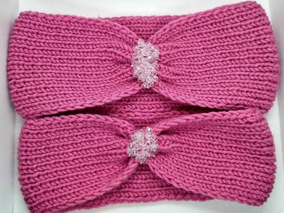 Дамски ръчно изплетени ленти за глава със стъклени кристали |