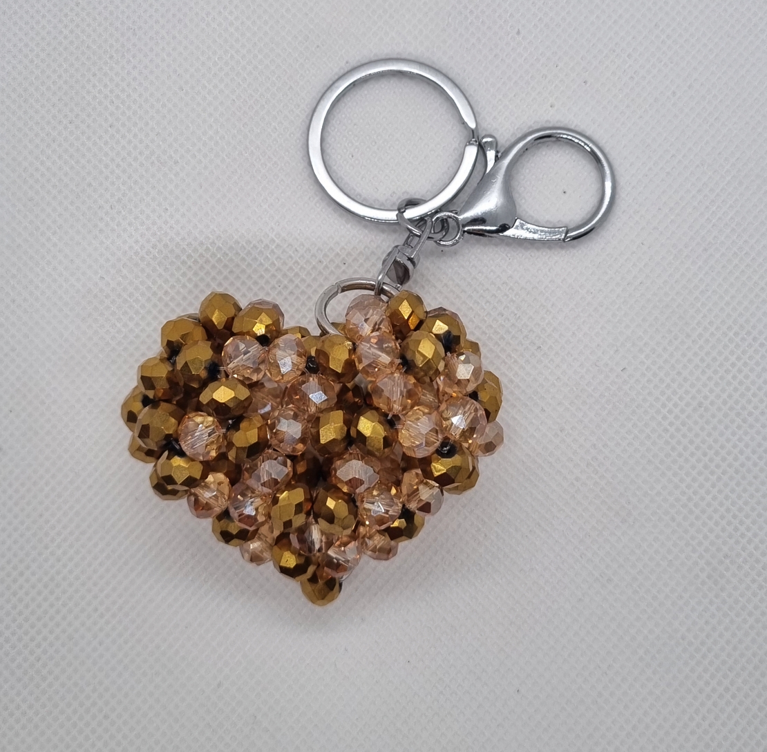 Ръчно изработен ключодържател сърце от стъклени кристали
