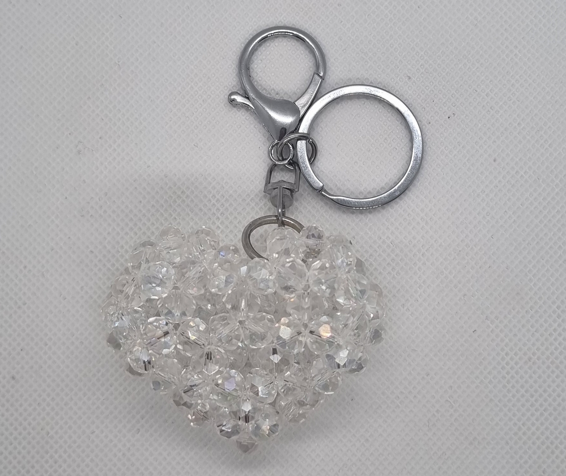 Ръчно изработен ключодържател сърце от стъклени кристали