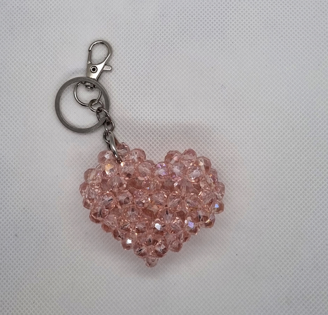 Ръчно изработен ключодържател сърце от стъклени кристали