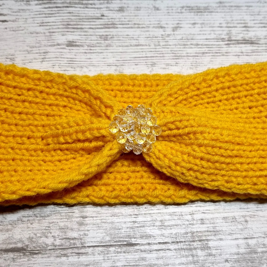 Ръчно изплетени детски ленти за глава със стъклени кристали