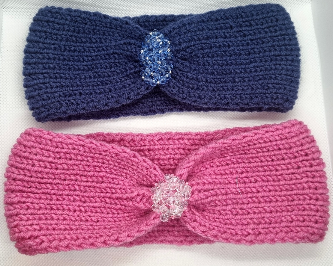 Дамски ръчно изплетени ленти за глава със стъклени кристали |