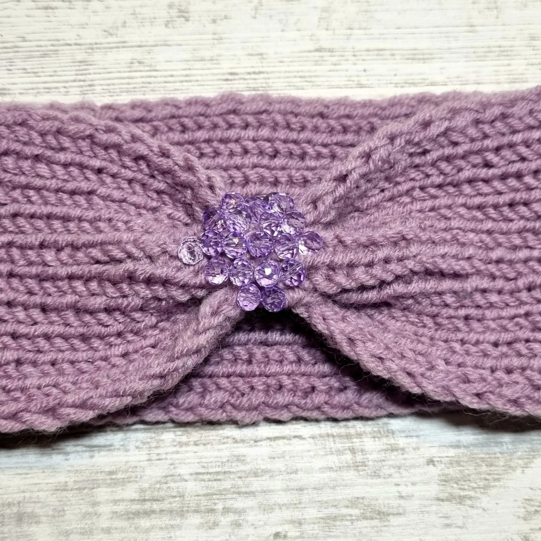 Ръчно изплетени детски ленти за глава със стъклени кристали