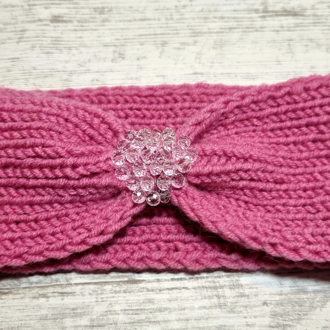 Ръчно изплетени детски ленти за глава със стъклени кристали