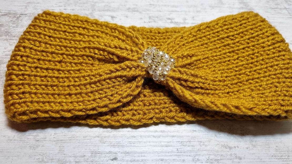 Дамски ръчно изплетени ленти за глава със стъклени кристали |