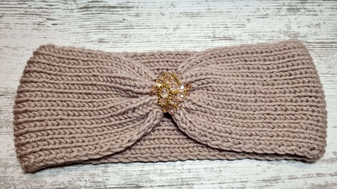 Дамски ръчно изплетени ленти за глава със стъклени кристали |