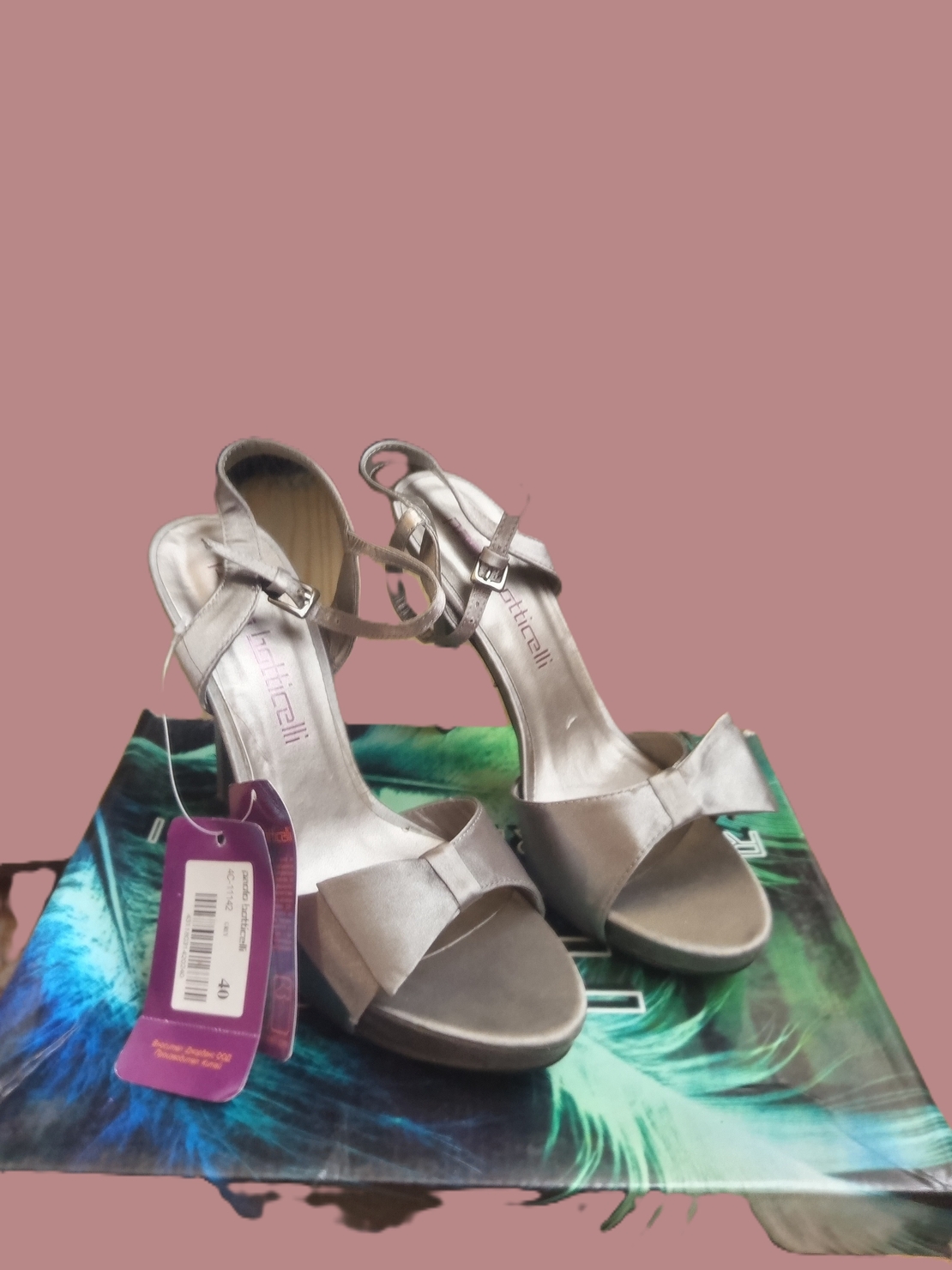 Дамски сиви сандали с  фейшън панделка 40 № Последни бройки