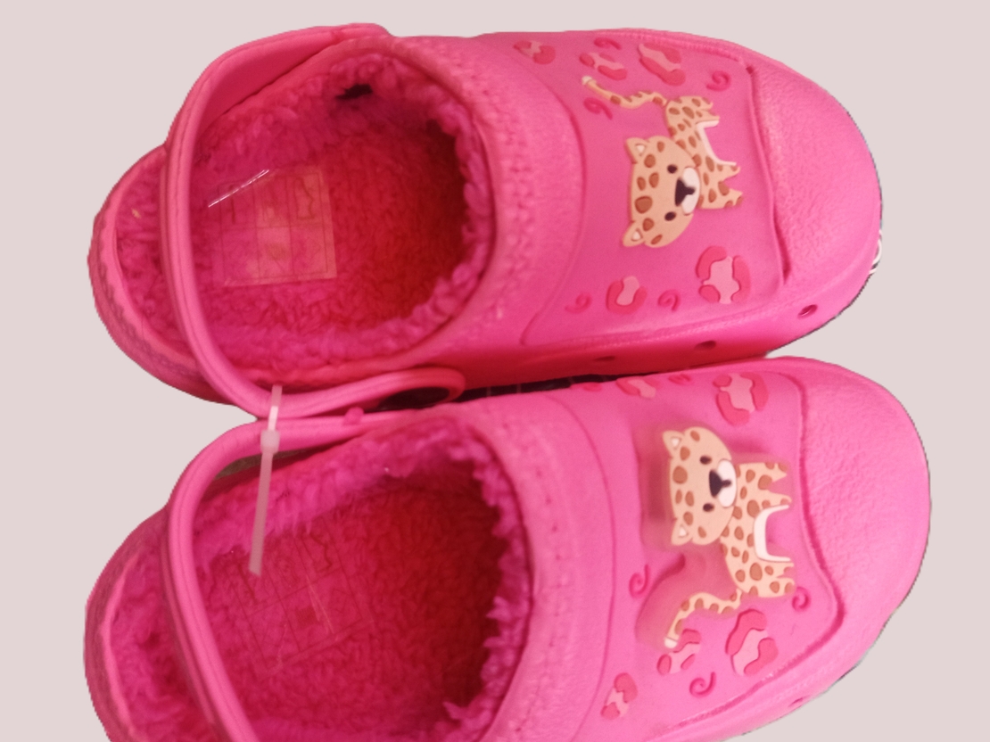 Детски зимни чехли Тигърче –розови пухкави  и топли/№25