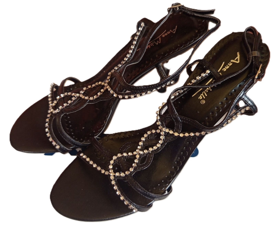 SparkleStep Black–Черни сандали  с камъчета ;Блясък;37№38№39№40№