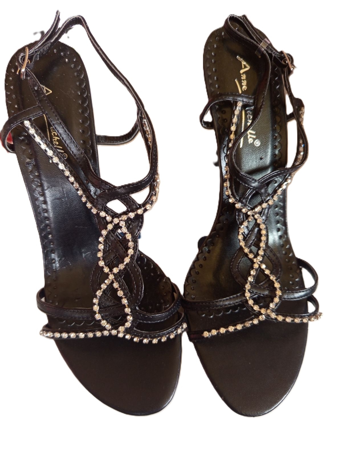 SparkleStep Black–Черни сандали  с камъчета ;Блясък;37№38№39№40№