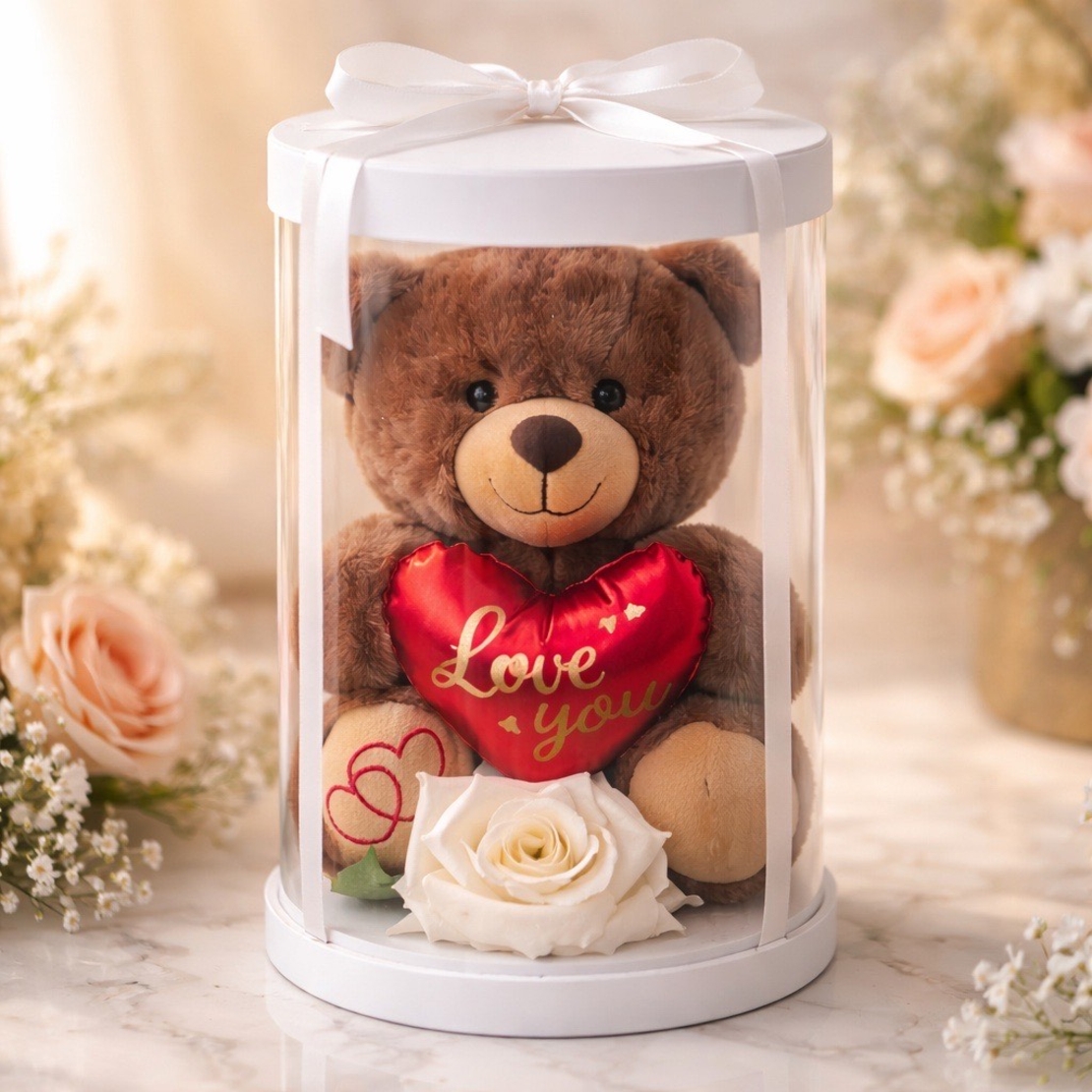 Подаръчна Кутия с Мече е Роза