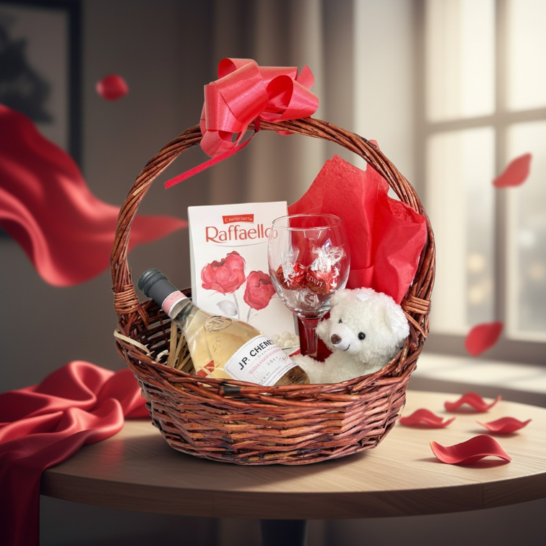 Подаръчна Кошница Червено Кадифе