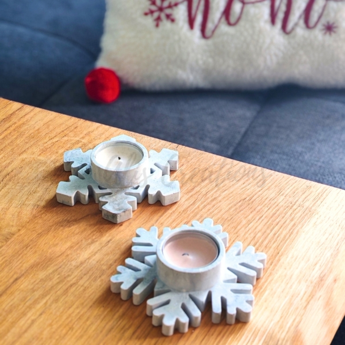 Комплект коледни свещници снежинка – Ръчно изработена зимна декорация | Идеален подарък за Коледа