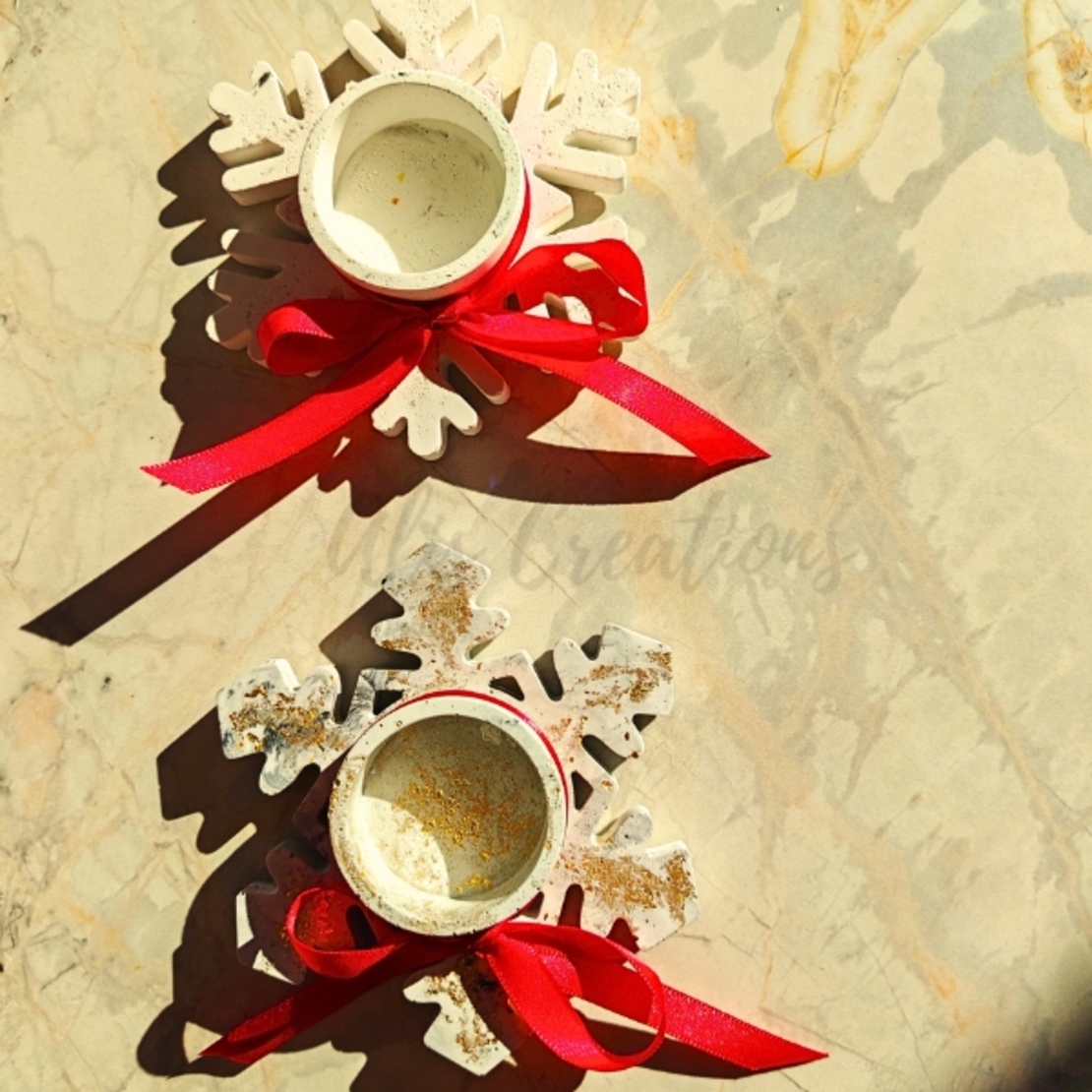 Комплект коледни свещници снежинка – Ръчно изработена зимна декорация | Идеален подарък за Коледа