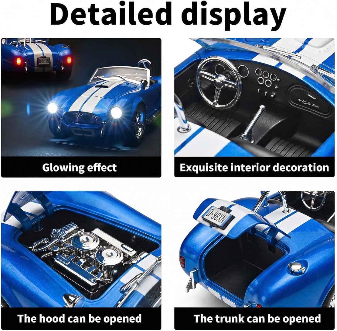 Метална кола с отварящи се врати капаци светлини и звуци Ford Shelby Cobra 427 1:24