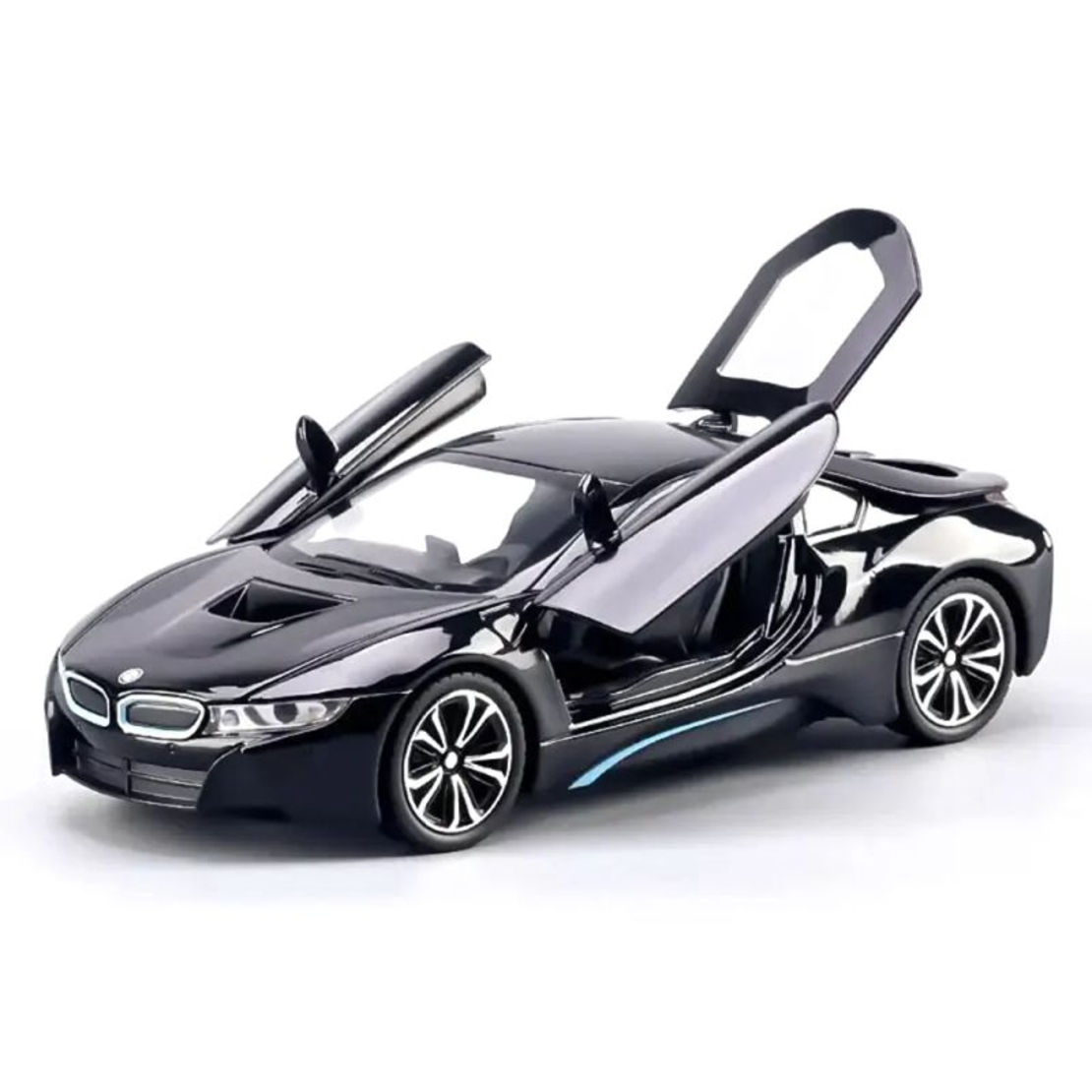 Метална кола с отварящи се врати и капаци светлини и звуци BMW i8 1:24