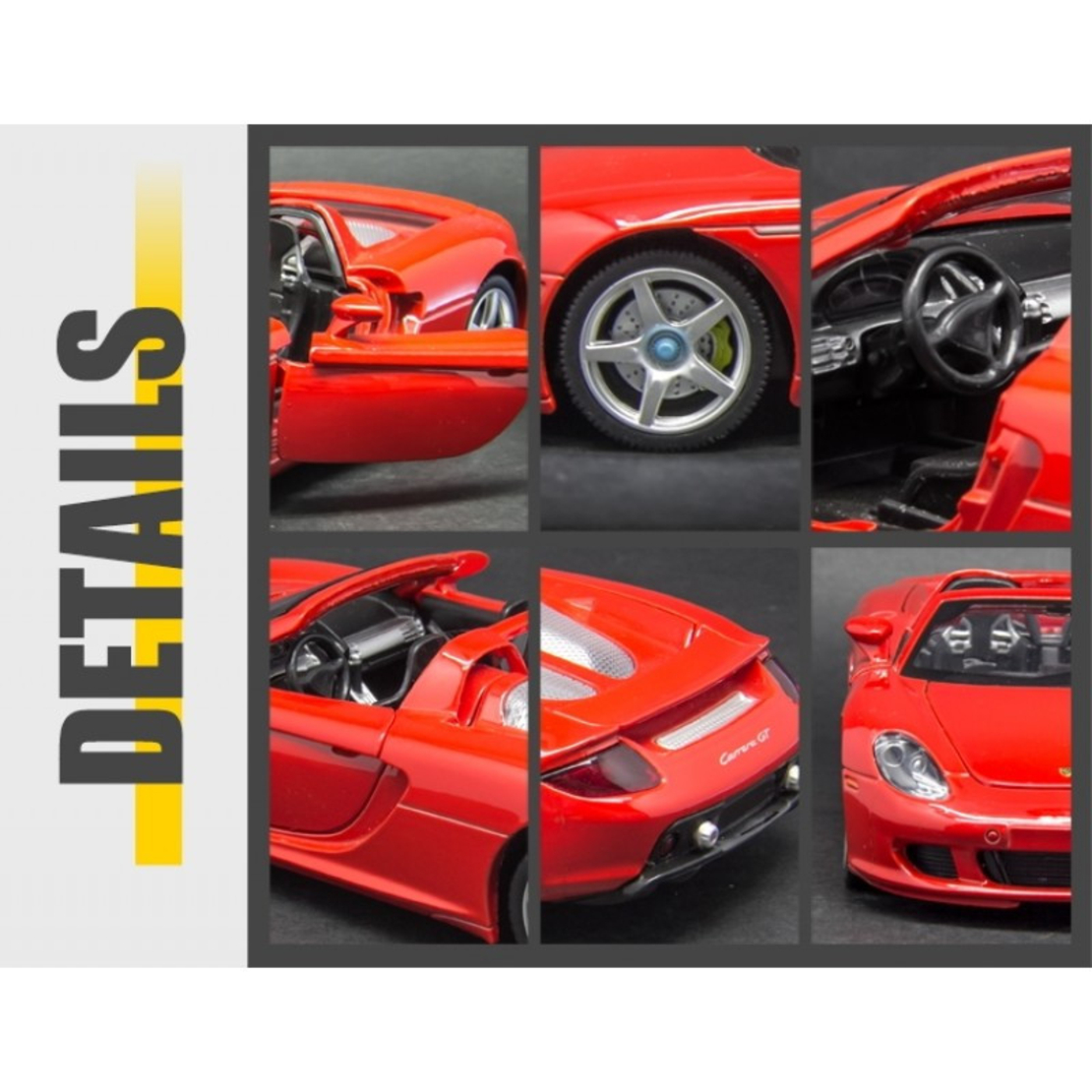 Метална кола с отварящи се врати и капаци MSZ PORSCHE CARERA GT 1:24