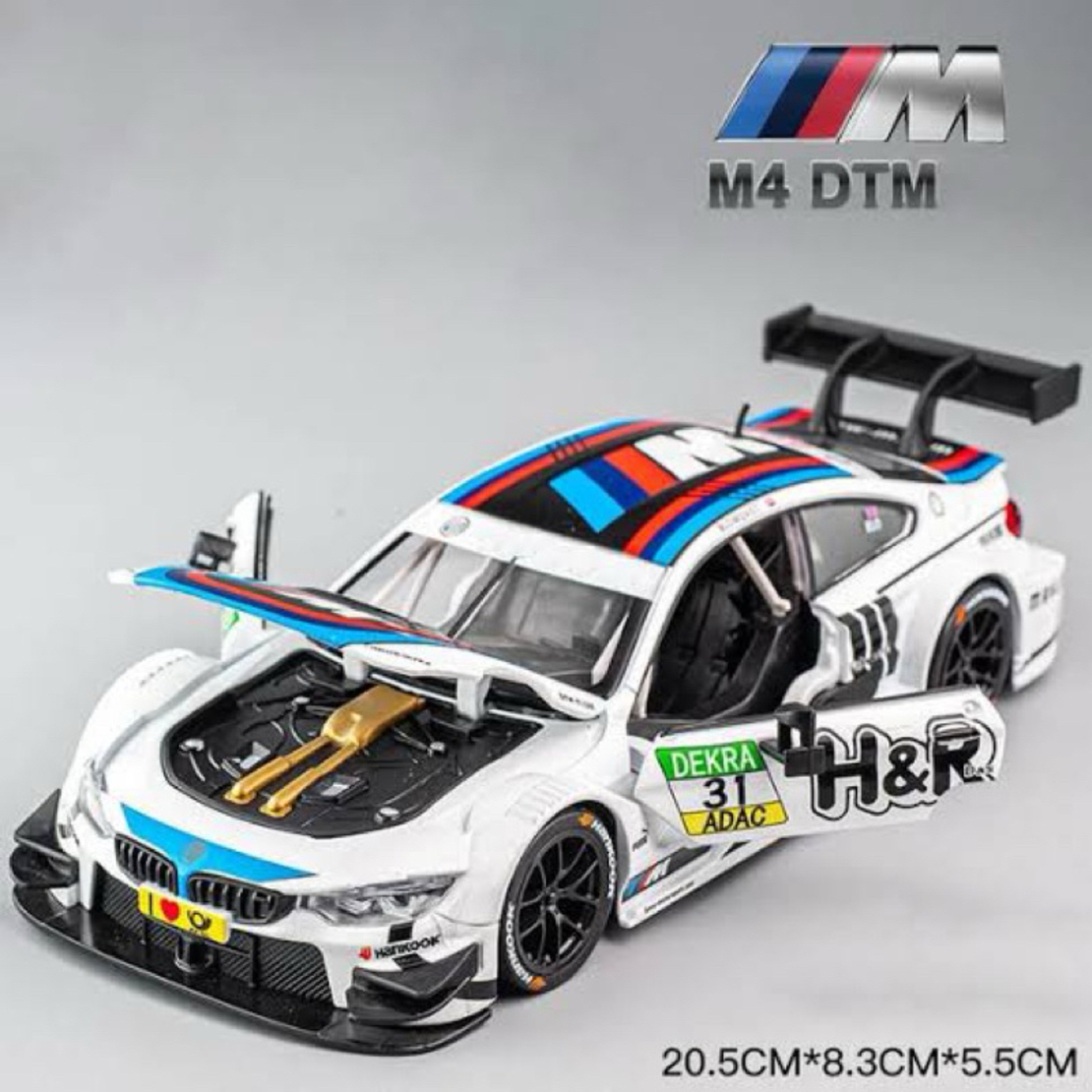 Метална кола с отварящи се врати светлини и звуци BMW M4 DTM Le Mans 1:24