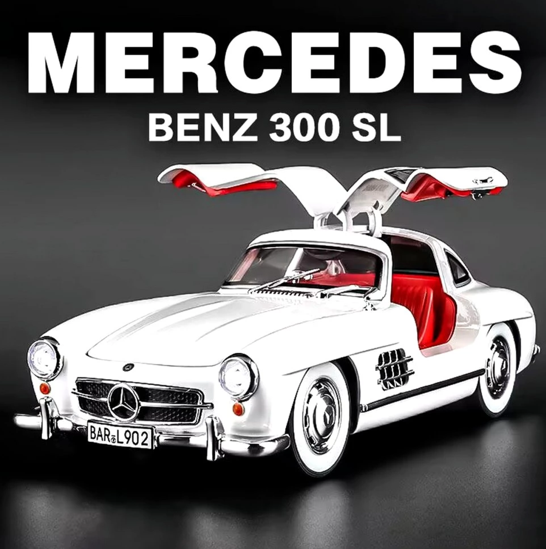 Метална кола с отварящи се врати светлини и звуци Mercedes 300 SL 1:24