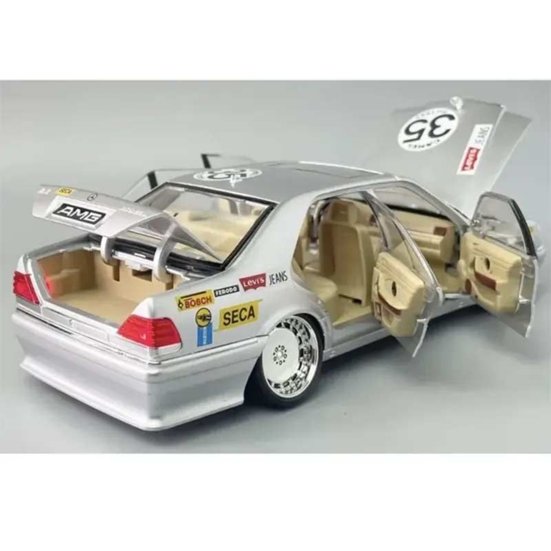 Метална кола с отварящи се врати, светлини и звуци Mercedes-Benz S-Class W140 320 SEL 1:24