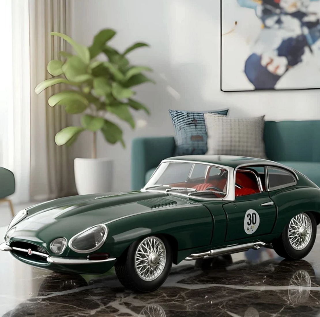 Метална кола с отварящи се врати капаци светлини и звуци Jaguar E-Type Reborn 1961 1:24