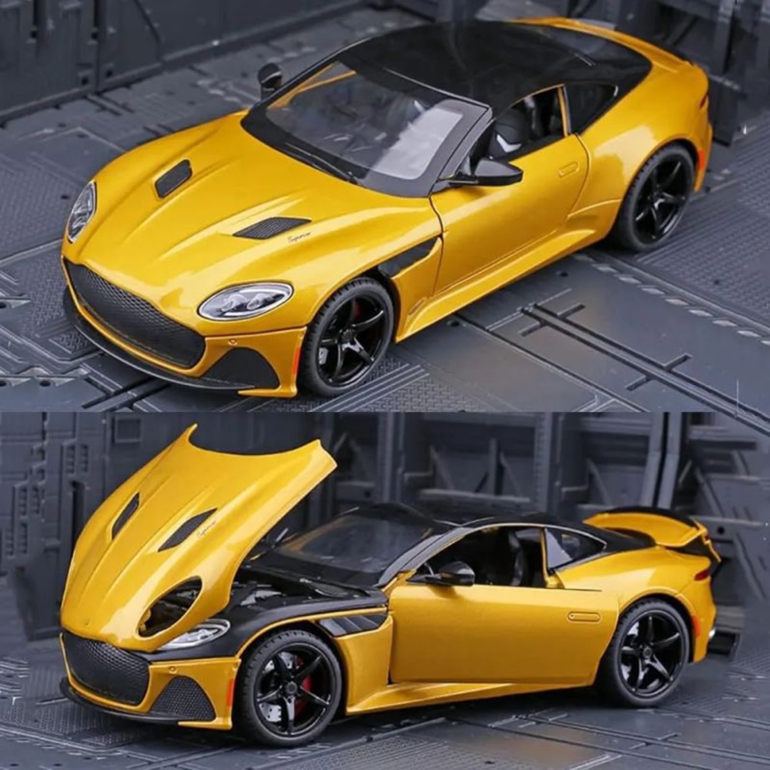 Метална кола с отварящи се врати и капаци светлини и звуци Aston Martin DBS Superleggera 1:24
