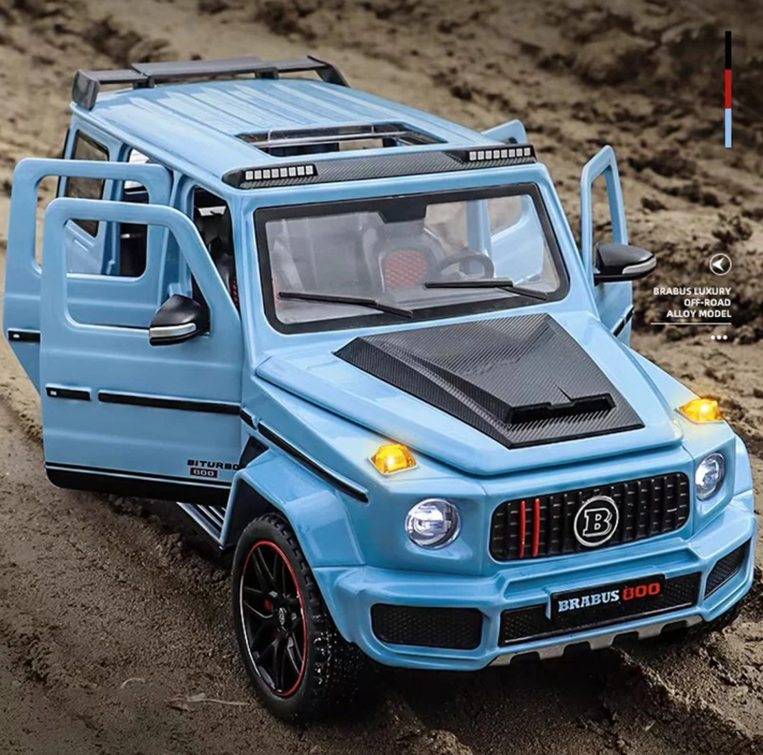 Метален джип с отварящи се врати светлини и звуци Mercedes Benz G-Class Brabus G800 1:24