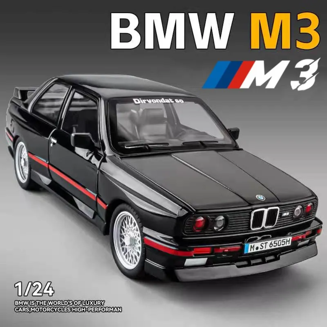 Метална кола с отварящи се врати капаци светлини и звуци BMW M3 E30 1:24