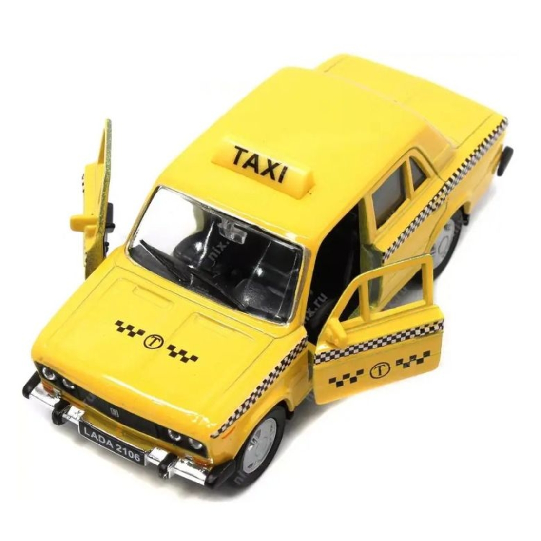 Метална кола с отварящи се врати капаци светлини и звуци Лада / Lada 2106 такси - 1:32