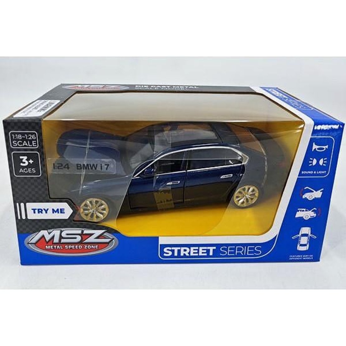 Метална кола с отварящи се врати и капаци BMW i7 1:24