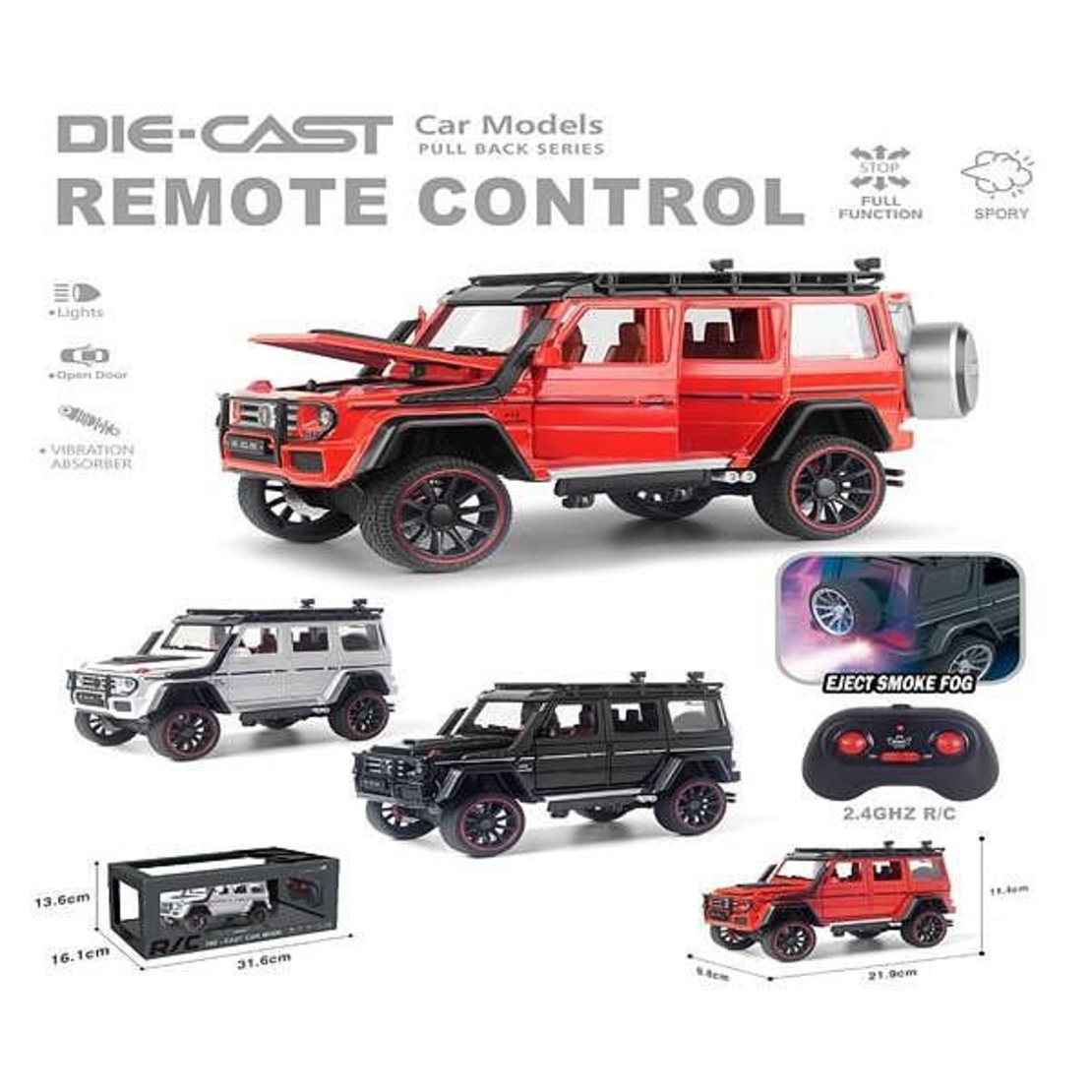 Метален джип Mercedes G-Class с радиоконтрол пушек и отварящи се врати – 1:22
