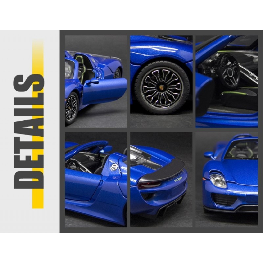 Метална кола с отварящи се врати и капаци MSZ PORSCHE 918 SPYDER 1:24