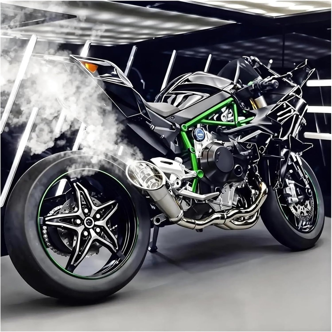 Мотор Kawasaki Ninja H2R 1:6 с пушек