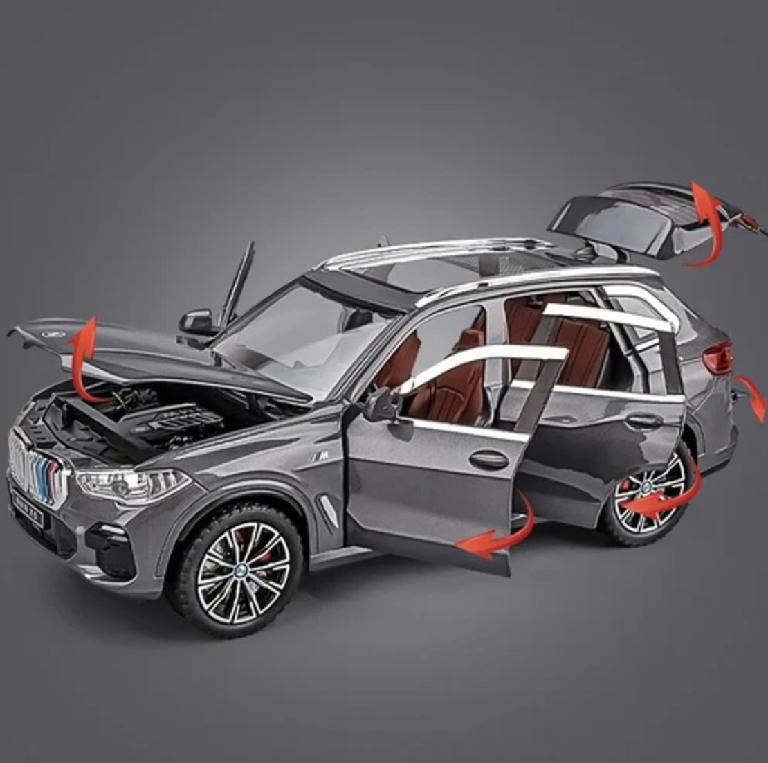 Метална кола с отварящи се врати капаци светлини и звуци BMW X5 1:24