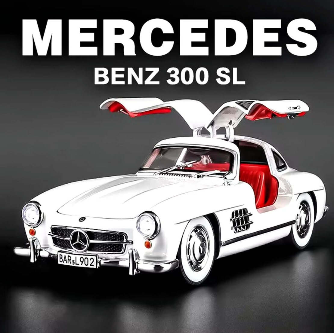 Метална кола с отварящи се врати светлини и звуци Mercedes 300 SL 1:24