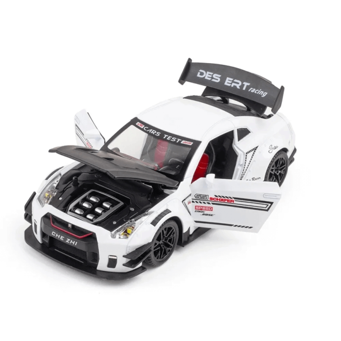 Метална кола с отварящи се врати, светлини и звуци Nissan GT-R Nismo 1:24