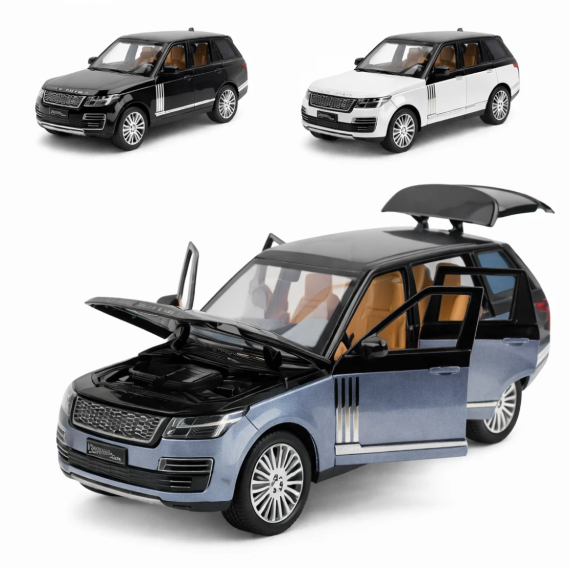 Метална кола с отварящи се врати, капаци, светлини и звуци Range Rover 1:24