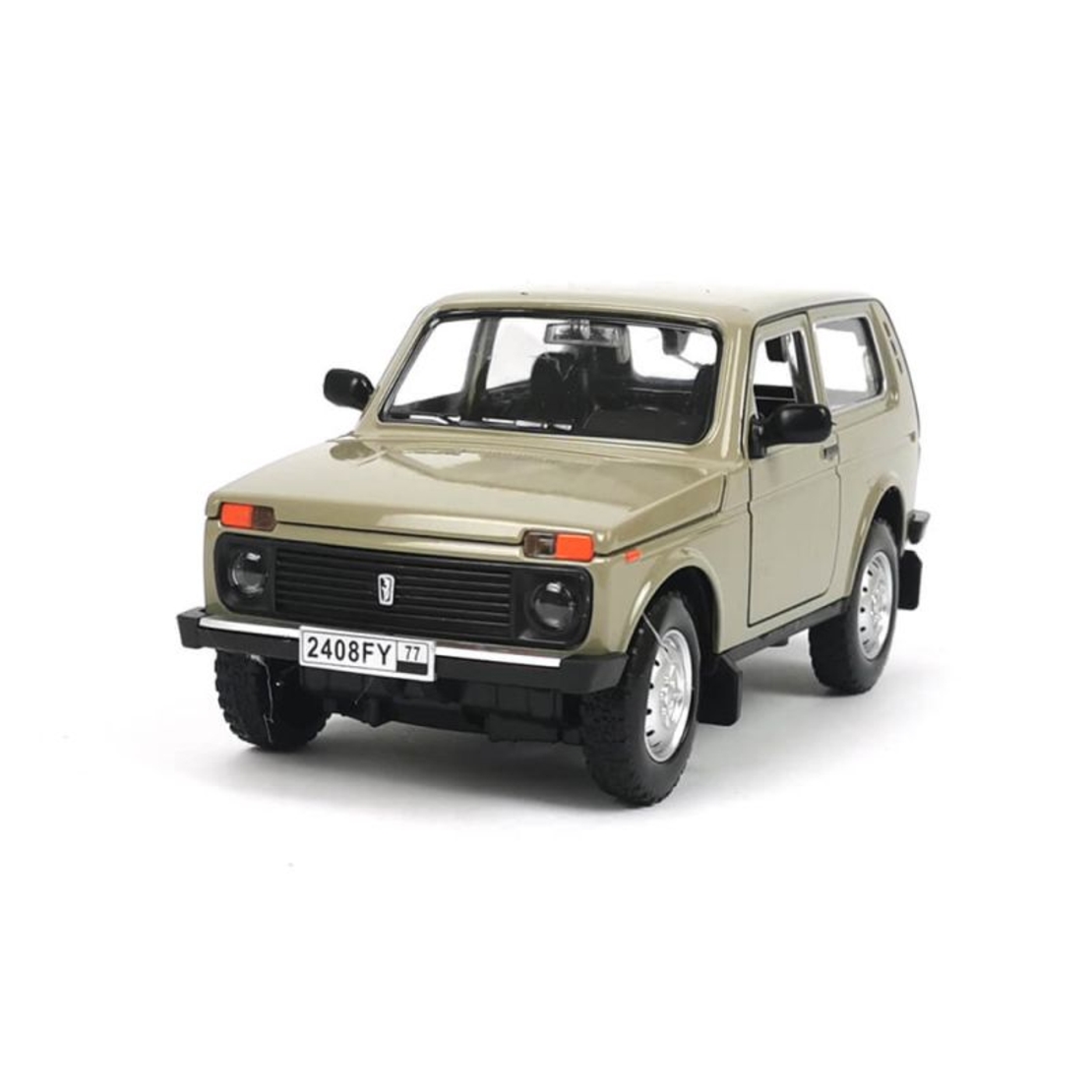 Метална кола с отварящи се врати капаци светлини и звуци Lada Niva 1:24