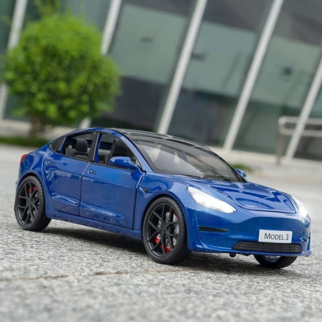Метална кола с отварящи се врати светлини и звуци Tesla Model 3 - 1:24