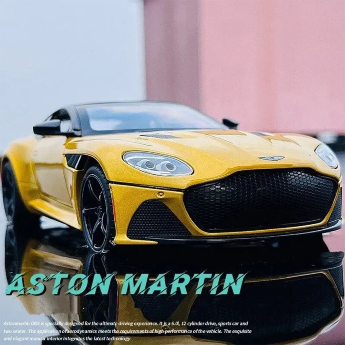 Метална кола с отварящи се врати и капаци светлини и звуци Aston Martin DBS Superleggera 1:24
