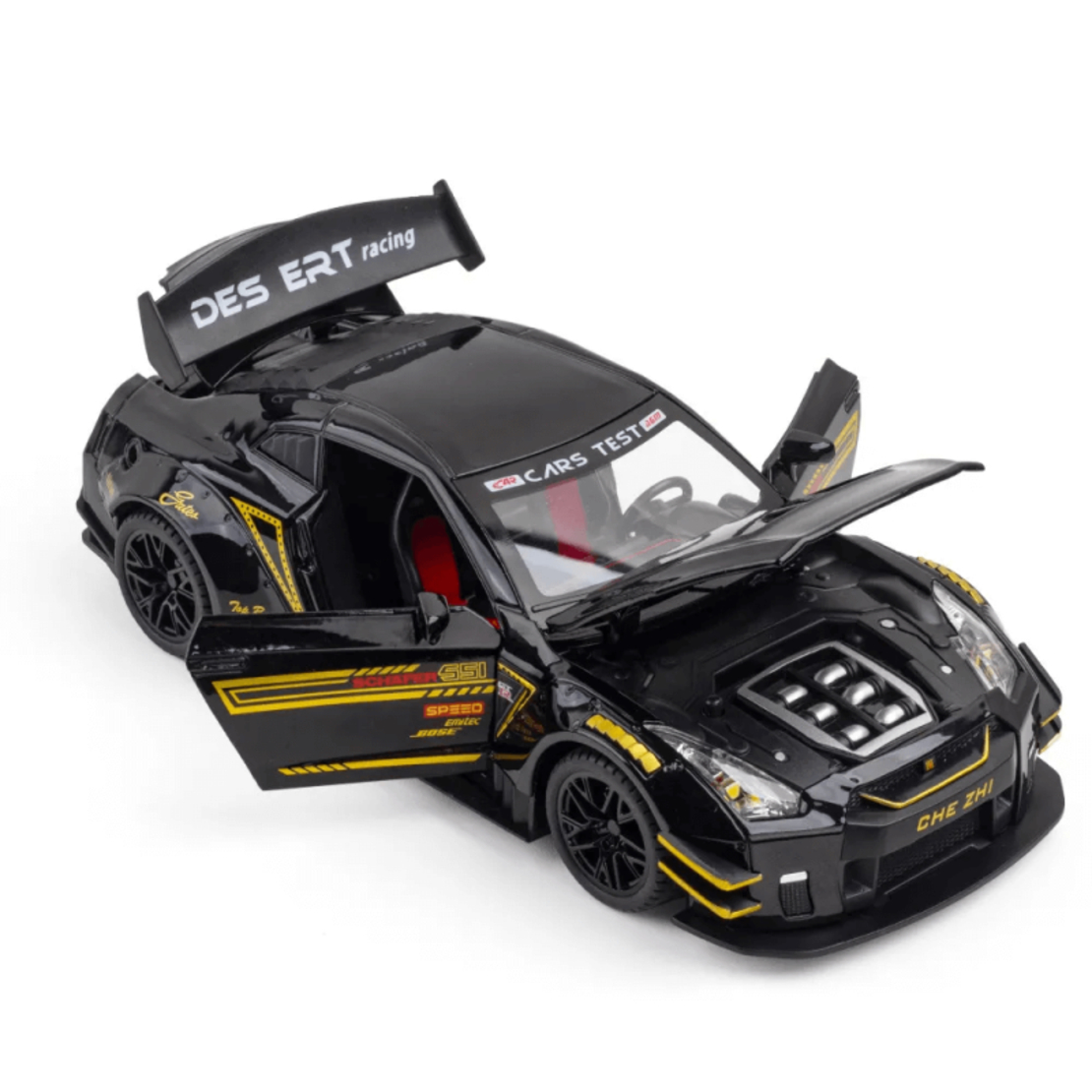 Метална кола с отварящи се врати, светлини и звуци Nissan GT-R Nismo 1:24