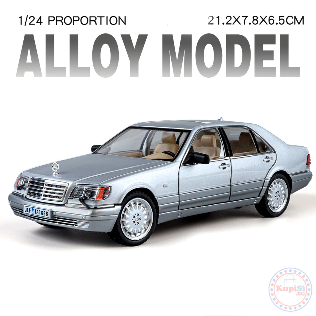 Метална кола с отварящи се врати капаци светлини и звуци Mercedes-Benz S-Class W140 1:24