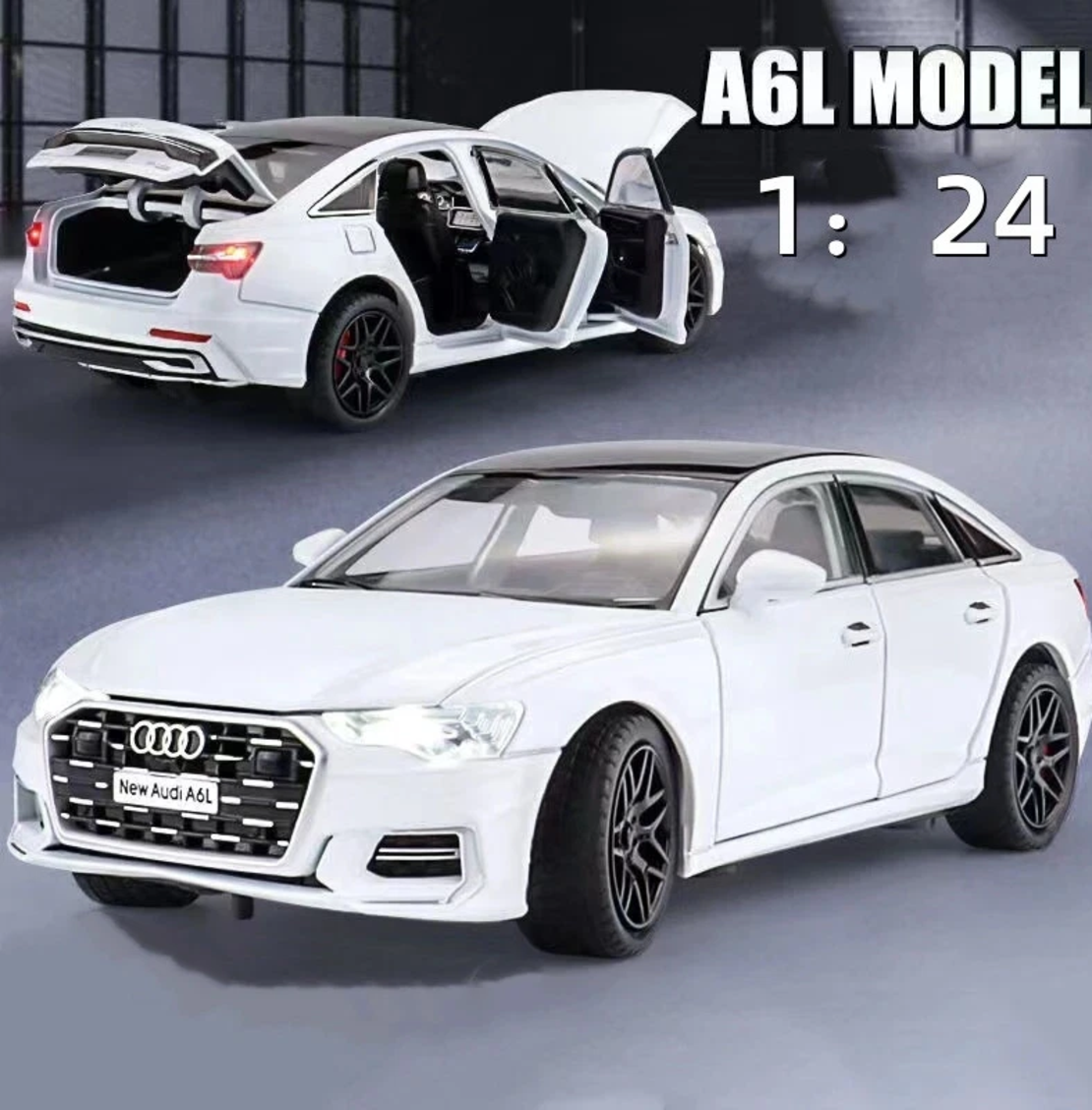 Метална кола с отварящи се врати светлини и звуци Audi A6L 1:24