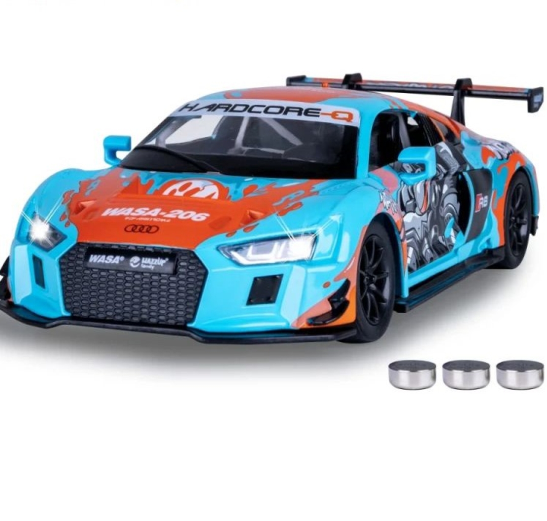 Метална кола с отварящи се врати и капаци светлини и звуци MSZ AUDI R8 LMS 1:24
